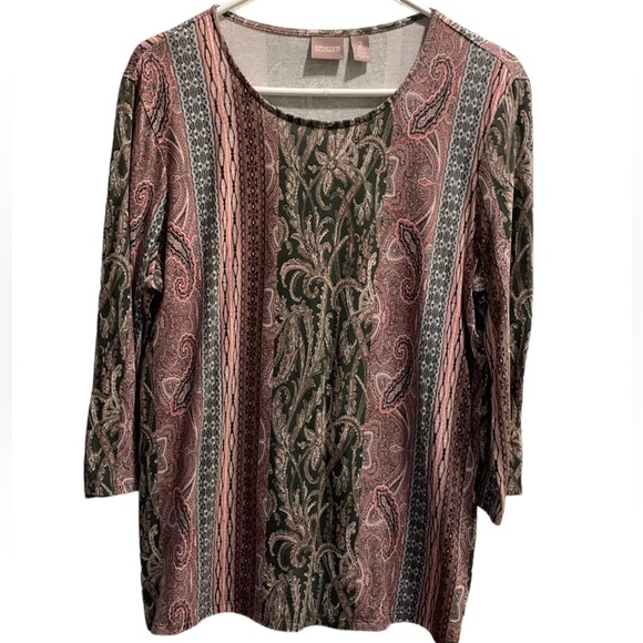 Chico’s 3/4 Sleeve Top with Scoop Neck - Large - Picture 1 of 14